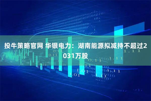 投牛策略官网 华银电力：湖南能源拟减持不超过2031万股